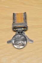 A Queen Victoria South Africa Medal with 1878-9 Clasp, mounted in a metal menu holder to 171 PTE.W.