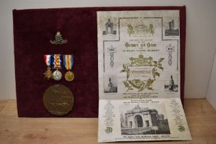 A 1914-15 Trio and Memorial Plaque to G7250 GNR.R.W.Hormby.RFA, Robert William Hormby, Cap Badge,