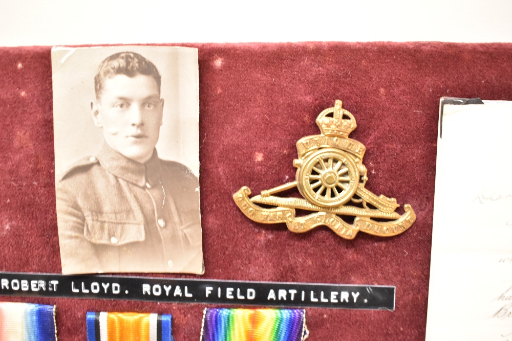 A WWI 1914-15 Trio, 1914-15 Star, War and Victory Medals to 726GNR.R.Lloyd.R.F.A along with Memorial - Image 5 of 8