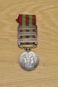 A Queen Victoria India Medal with three clasps, Punjab Frontier 1897-98, Samana 1897 & Tirah 1897-98