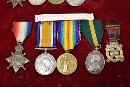 A WWI Period Five Medal Group, 14-15 Star, War Medal and Victory Medal to 3032 PTE.W.ANDERTON.R.W.