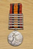 A Queen Victoria Queens South Africa Medal with six clasps, Relief of Kimberley, Paardeberg, Driefo