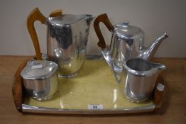 A mid-20th Century Picquot ware tea/coffee service, to comprise coffee pot, teapot, sucrier, and