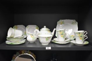 An Art Deco New Chelsea porcelain tea set, in the Sweet Nancy pattern