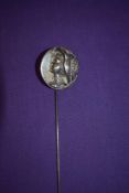 A 1909 dated hallmarked silver (Chester) Arthur Johnson Smith hat pin, depicting Emmeline