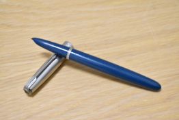 A Parker 51 MKI aerometric fill fountain pen in teal with lustraloy cap