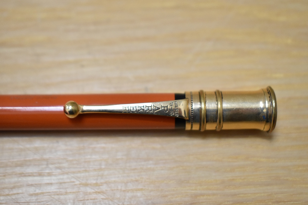 A Parker Duofold propelling pencil in red with black band to top and bottom of the barrel - Image 2 of 3