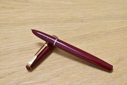 A Parker 17 Lady aero fill fountain pen in burgundy with narrow band to the base of the cap
