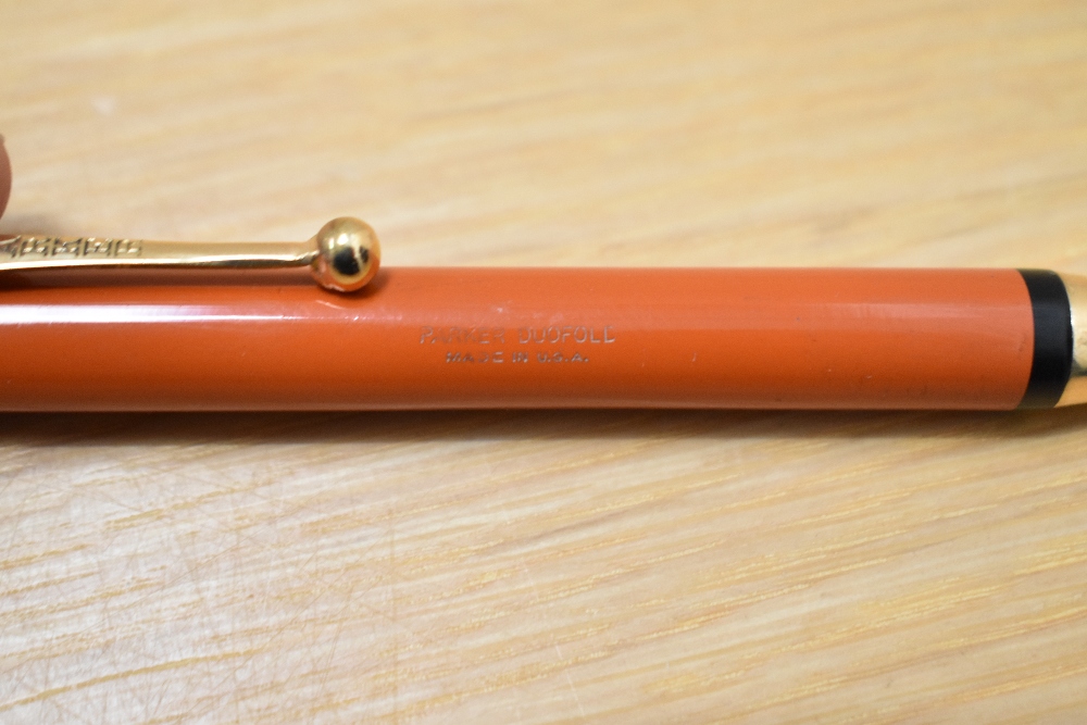 A Parker Duofold propelling pencil in red with black band to top and bottom of the barrel - Image 3 of 3