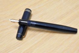 A Parker Victory MKII button fill fountain pen in black with two narrow bands to the cap having a