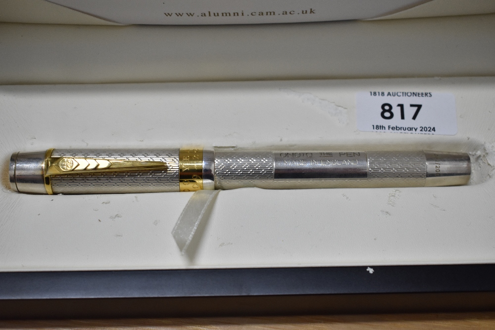 An Onoto University of Cambridge limited edition fountain pen 1/200 in solid sterling silver, with - Image 5 of 6