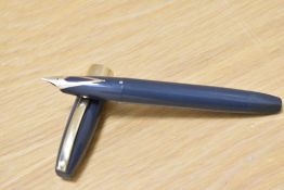 A Sheaffer Pen for Men III snorkel fill fountain pen in grey with broad gold band to base of the cap