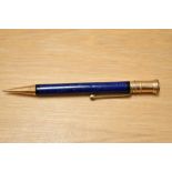 A Parker Duofold Junior propelling pencil in lapis blue