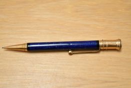 A Parker Duofold Junior propelling pencil in lapis blue