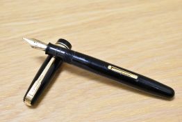 A Waterman W5 lever fill fountain pen in black with two narrow and one broad band to the cap and