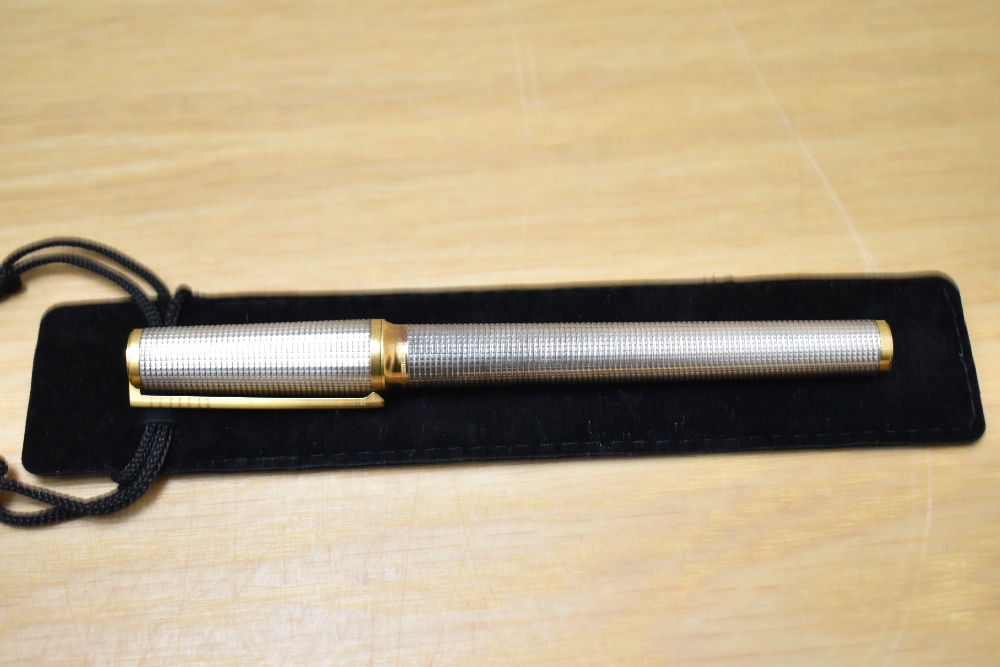 A S T Dupont Montparnasse converter fountain pen silver plated engine turned grid design having - Image 3 of 3