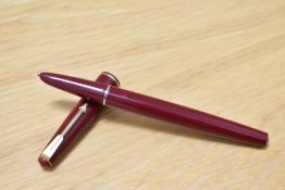 A Parker 17 aero fill fountain pen in burgundy with narrow band to the base of the cap