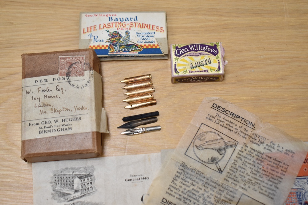 A boxed sample of pen nibs from Geo. Hughes Steel Pen Maker Birmingham with original letter and - Image 2 of 2