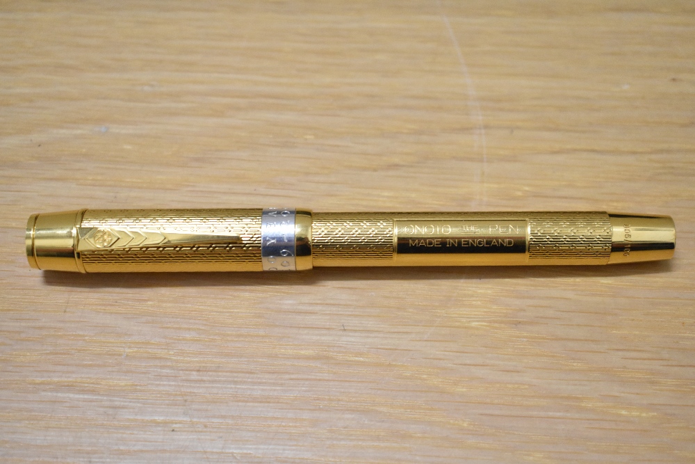 An Onoto University of Cambridge limited edition fountain pen 5/100 in vermail 23ct gold plate on - Image 3 of 8