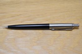 A Parker Jotter propelling pencil in black with steel top