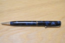 A Parker propelling pencil in black and blue marble