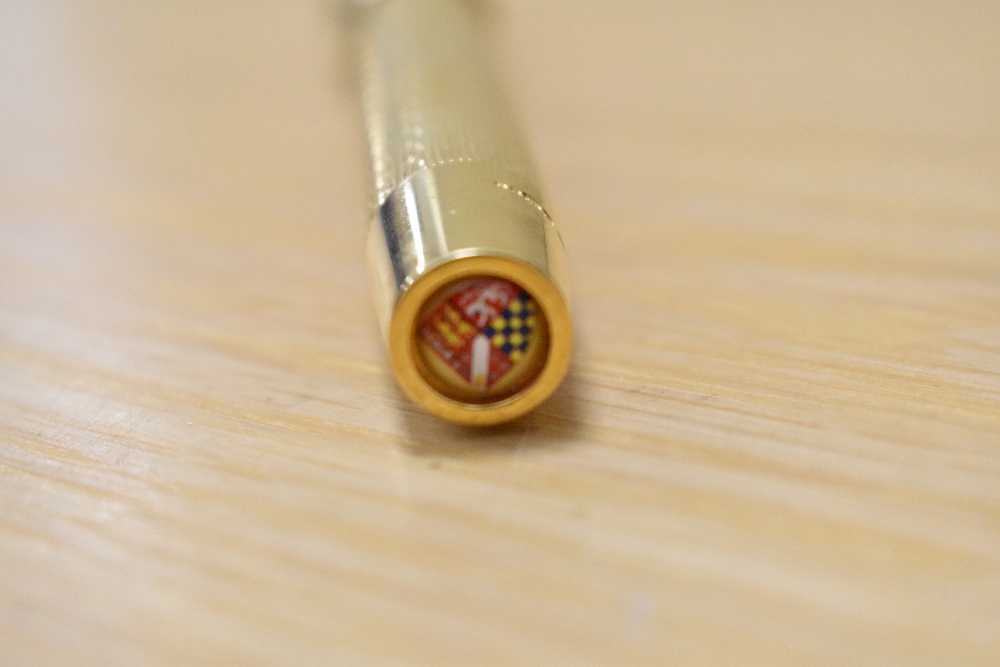 An Onoto University of Cambridge limited edition fountain pen 5/100 in vermail 23ct gold plate on - Image 4 of 8