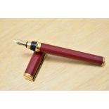 A S T Dupont Montparnasse converter fountain pen in red Lacque de Chine having 18k Dupont nib