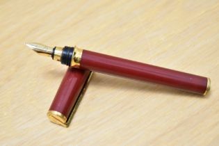 A S T Dupont Montparnasse converter fountain pen in red Lacque de Chine having 18k Dupont nib