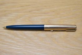 A Parker ballpoint pen in Turquoise with 12ct rolled gold cap
