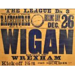 Wigan Borough football interest - An early 20th Century Division Three football match poster,