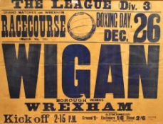 Wigan Borough football interest - An early 20th Century Division Three football match poster,