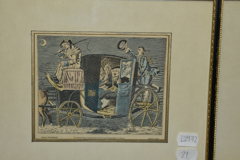 After Isaac Cruikshank (1764-1811, British), coloured prints, Five caricatures titled 'Sound - Image 7 of 7