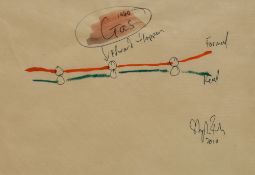 Stephen Farthing RA (b.1950, British), mixed media (ink and crayon), Edward Hopper 1940 Gas,