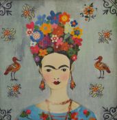 After Aimee Wilson (contemporary), canvas print, 'Frida', a depiction of the famous Mexican artist