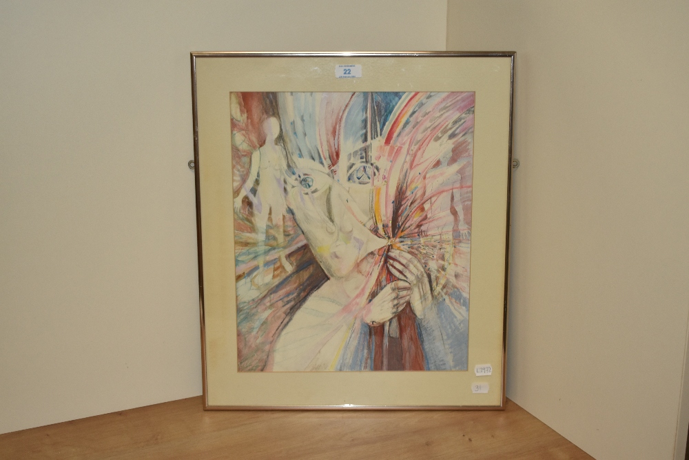 20th Century School, mixed media, 'Eden - Adam & Eve expelled from Eden', framed, mounted, and under - Image 2 of 3