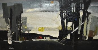 William Edgar Mayer (1910-2002, British), oil on board, Title Unknown - An industrial landscape,