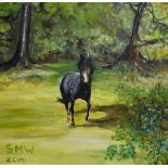 Sue Wearing (Contemporary, British), acrylic on canvas, 'Cuba' and a scene depicting horse in field,