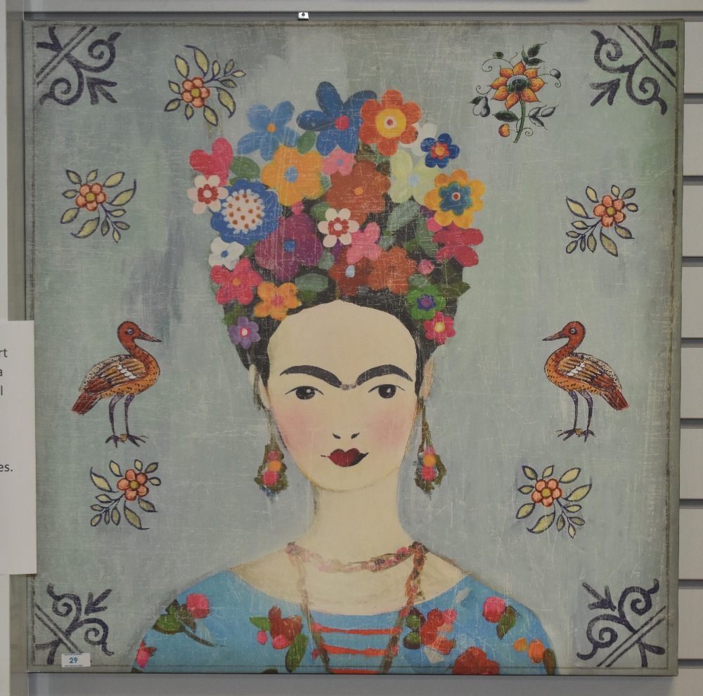 After Aimee Wilson (contemporary), canvas print, 'Frida', a depiction of the famous Mexican artist - Image 2 of 2