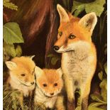 Peter Tyrie (20th Century, British), oil on board, A fox and her cubs, signed to the lower left,