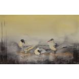 A.Hansen (20th Century), possibly Anne Hansen (20th Century), watercolour, Oystercatchers, signed to