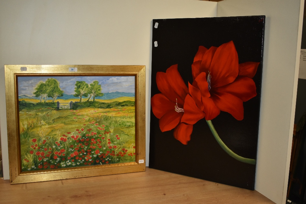 Artist Unknown (20th Century, British), acrylic on canvas, 'Poppy Field, Cornwall', signed - Image 2 of 4