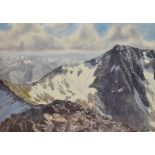 After Neil J. Barlow (20th Century, British), coloured print, 'Ben Nevis And The Carn Mor Dearg