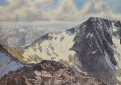 After Neil J. Barlow (20th Century, British), coloured print, 'Ben Nevis And The Carn Mor Dearg