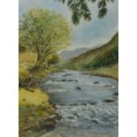 Brenda O'Malley (20th Century), watercolour, 'Snowdonian Trout Stream, The Glaslyn, Near Beddgelert,