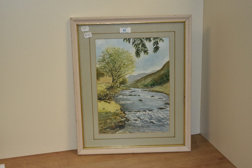 Brenda O'Malley (20th Century), watercolour, 'Snowdonian Trout Stream, The Glaslyn, Near Beddgelert, - Image 2 of 4