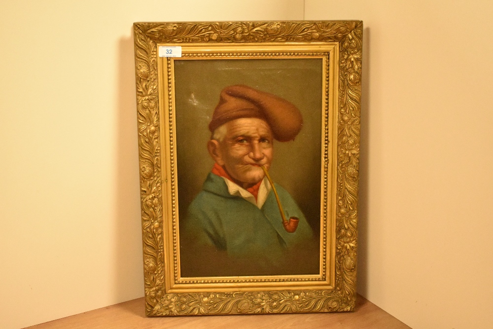 19th Century Dutch School, oil on canvas, A portrait of an elderly fisherman smoking a pipe, - Image 2 of 4