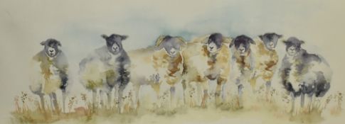 20th Century, coloured print, Sheep, a decorative study after a watercolour, framed, mounted, and