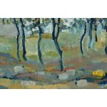 Karen Wallbank (20th Century, British), oil on canvas, 'June: Copse', initials to the lower right,