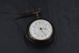 An early 19th century white metal full hunter gentlemen's pocket watch, the white dial with Arabic