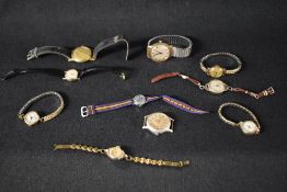 A selection of vintage wrist watches including Timex, Mero, Ginebras etc